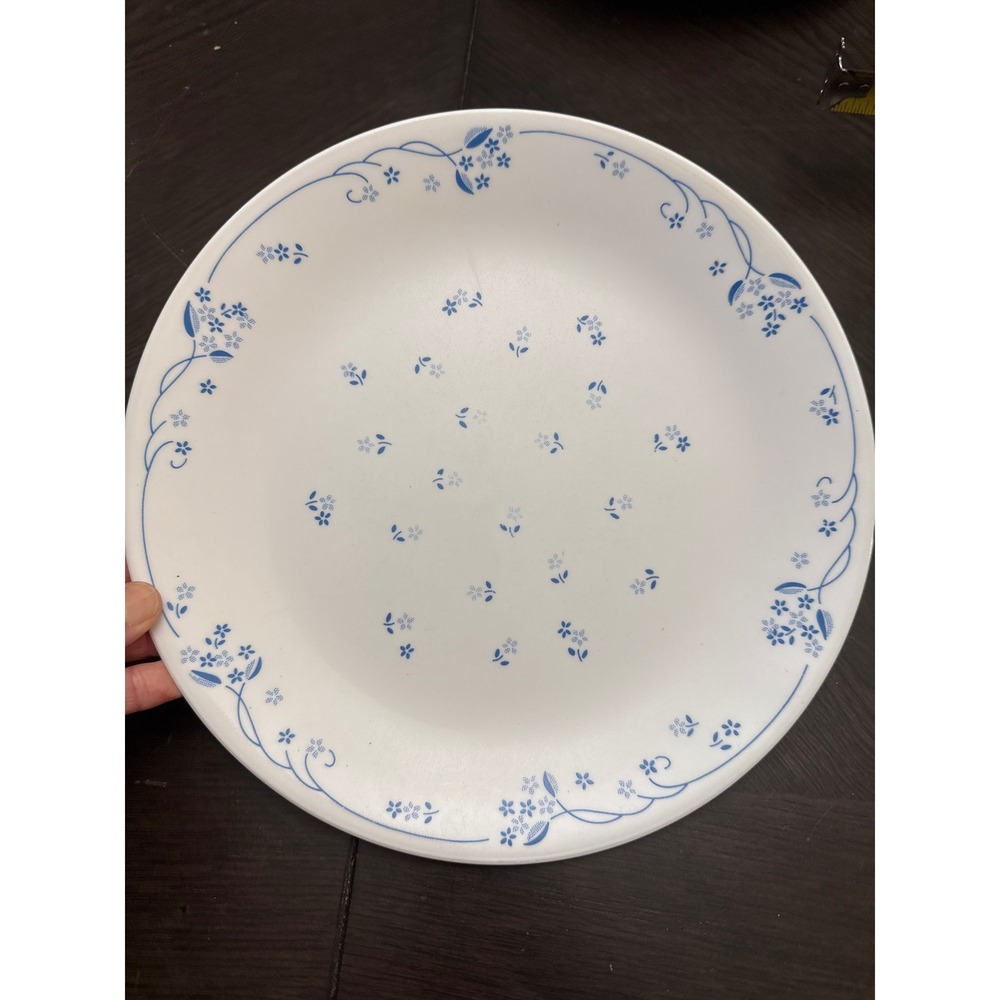 Corelle Morning Blue Dinner Plate Vitrelle White Blue Floral Vine 10.25 inch